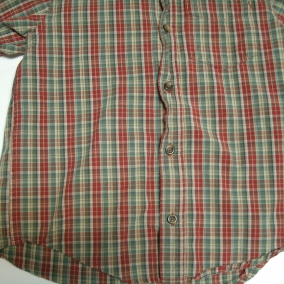 Children's Place Boys Shirt Button Down Red Tan Green Plaid Long Sleeve 5-6 - Picture 4 of 11